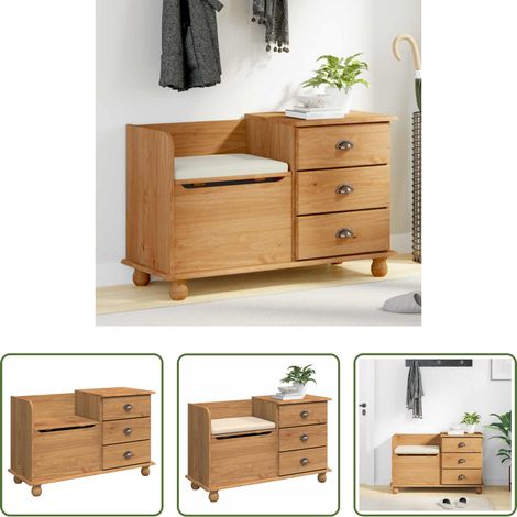 vidaXL Sitzbank - Sitzbank mit Stauraum mit Speicher ASKIM Braun 100 x 39 x 62 cm (1/5)