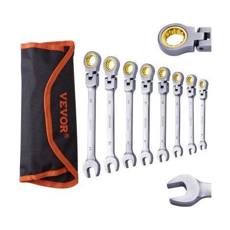 Jeu de Clés à Cliquet à Tête Flexible 8PCs Clés à Cliquet (1/5)