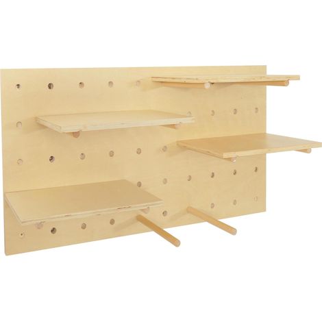 Panneau mural HWC-P24, décoration murale et étagère modulaire perforée 100x50 cm FSC- couleur naturelle