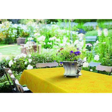 d-c-table® Tischdecke Manhattan Palmas 150 x 250 cm, gelb Tischdecke