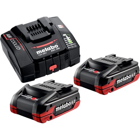 Set base Metabo 2x batteria LiHDX 18 V 4,0 Ah ( 2x 624974000 ) + caricatore ASC 290 ( 627370000 )