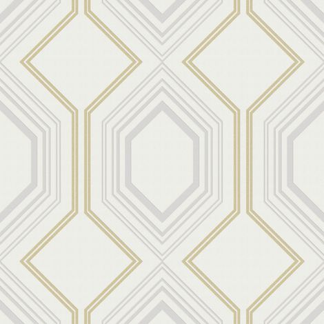 Vliestapete - Art Deco Chic Ivory - Weiß - 1005x52 cm (1/3)