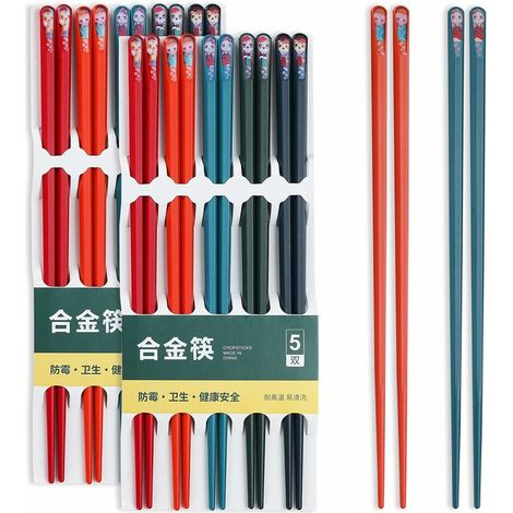 Fiberglass Chopsticks Non-Slip Reusable Food Chopsticks Kids Chopsticks - 10 Pairs (1/5)