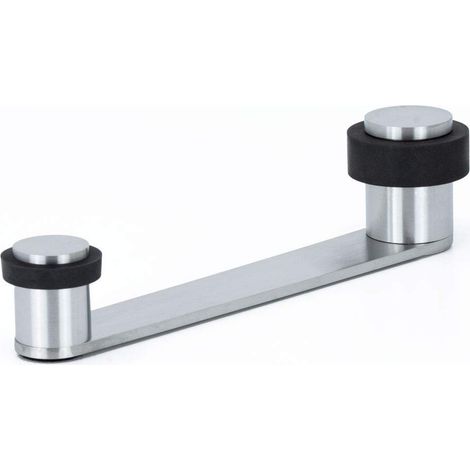 EVI Herrajes Fermaporta con Fermo girevole Fermaporte per Porte fino a 100 mm Gomma Nera Acciaio Inox Finitura Opaca Compresi utensile, vite + tassello di fissaggio Mod. I-253-100 (1/4)