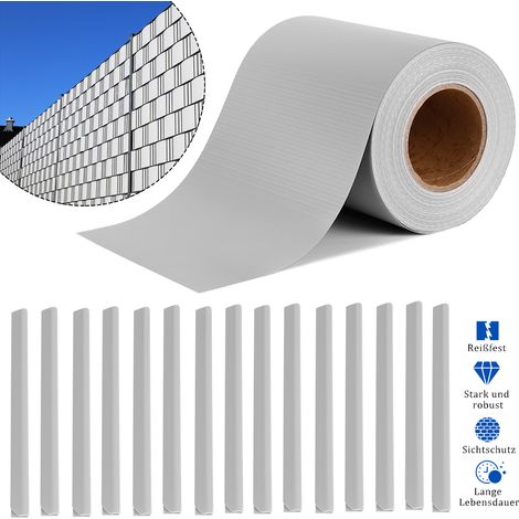 AUFUN PVC bandes d'intimité, film d'intimité de jardin, film de clôture, protection d'intimité, protection contre le vent, 65 m x 19 cm (gris clair) (1/5)