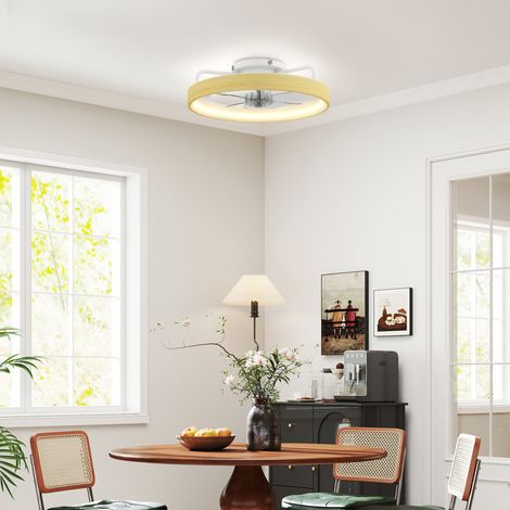 Ventilateur plafond avec lumière LED plafonnier ventilateur Ø49cm 7 pales 6 vitesses luminosité réglable mode été-hiver