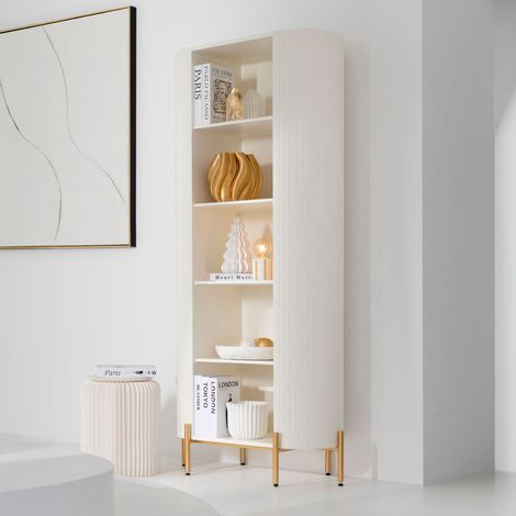 Etagère 5 niches 84x38x190 cm écru et doré - BURLI (1/5)