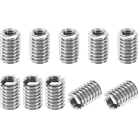 Filetage Adaptateurs Manchon Réducteur Écrou Insert Fileté Metal, 10 pcs M4x0,7 Mâle à M2,5x0,45 Femelle Réparation Insérer Écrou Vis Réducteur Inox Acier Fixation 6mm (1/5)