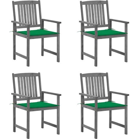 vidaXL Sillas de jardín con cojines 4 uds madera maciza de acacia gris (1/4)