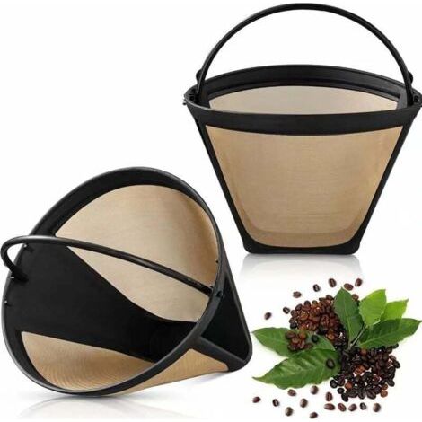 Lot de 2 Filtre Café Reutilisable Filtre à Café Permanent Maille en Inox avec Anse, Filtre Cafe à Main pour Machine à Café Bureau Café, Facile à Nettoyer