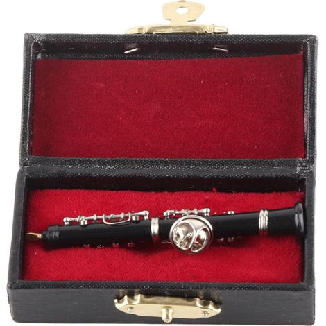 Broche de Hautbois, Instrument avec étui doublé de Velours Rouge, Mode élégante Simulation Musicale en Métal (1/5)