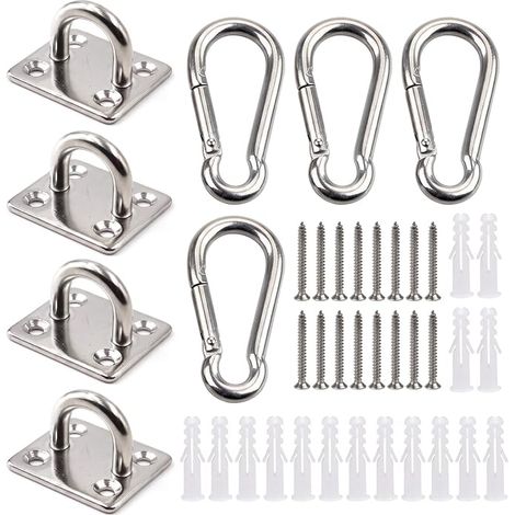 Set de 4 clips en acier inoxydable avec crochet de plafond pour carabines (1/5)