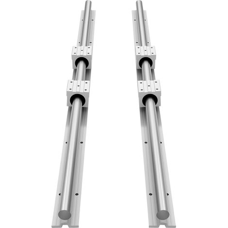 Mophorn Kit de rieles lineales SBR25, 2 rieles de guía de movimiento lineal de 1200 mm y 4 bloques deslizantes con cojinetes. Diseñado con eje de soporte completo, ideal para máquinas de corte