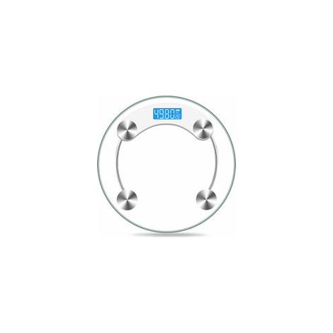 Balance pèse-personne numérique en verre avec portée 180 kg et écran LCD,Blanc transparent