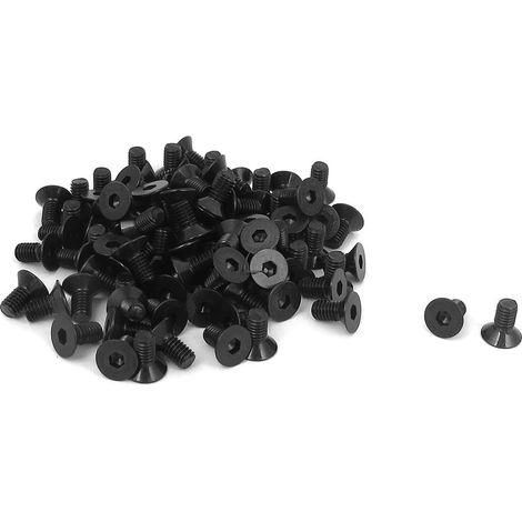 Vis à tête fraisée M3 x 6 mm, 100 pièces, métriques, six pans creux, noires