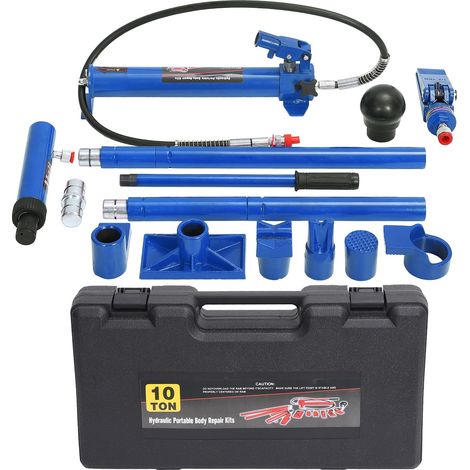 Kit Hydraulique Porta Power 10 Tonnes, Vérin Puissant, Pompe Et Flexible 1,4 m, Coffret Plastique Portatif Robuste (1/5)