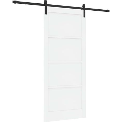 Porte coulissante 93 x 211 cm Bois d'ingénierie Blanc et noir vidaXL
