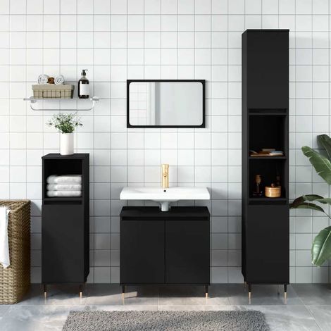 Bathroom Cabinet Black 58x33x60 cm Engineered Wood vidaXL (1/5)