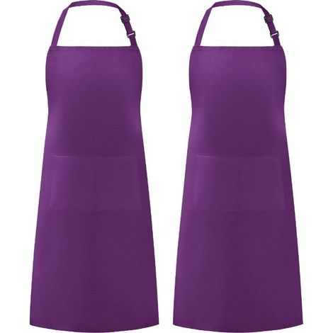 Tabliers de chef pour femmes et hommes en coton uni avec 2 poches (1/3)