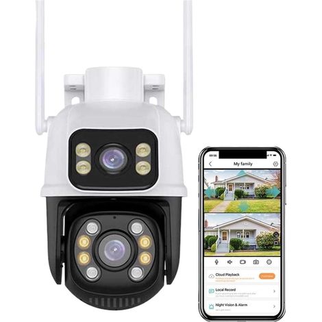 Caméra de sécurité à Domicile 8MP PTZ caméra extérieure Vision Nocturne Double écran détection Humaine 4MP Protection de sécurité CCTV Surveillance caméra IP(4MP with 32G Card) (1/5)