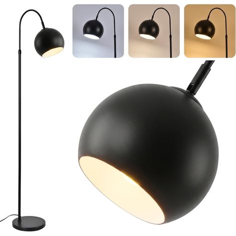 ZMH Lampadaire Arqué E27, Noir, Hauteur Réglable 160 cm, Interrupteur au Pied, Style Rétro (1/5)