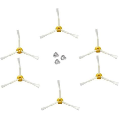 Side brush for iRobot Roomba 500 600 700 series (yellow, 6-pack 3-arm side brush)--DTEKGAZ