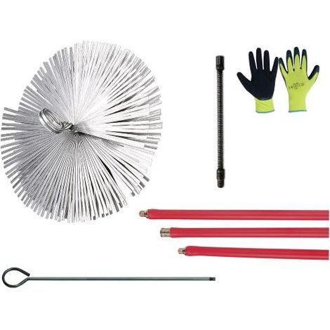 Kit Spazzacamino Pulizia Canne Fumarie 10 Metri con Scovolo in Acciaio 25 cm con Guanti in OMAGGIO (1/4)