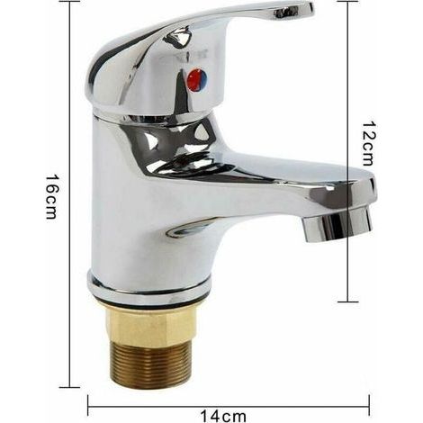 Waschtischarmatur, Mischbatterie für Warm- und Kaltwasser, verchromt, aus massivem Messing, Waschtischarmatur für Bad, Küche, Umkleidekabine (1/2)