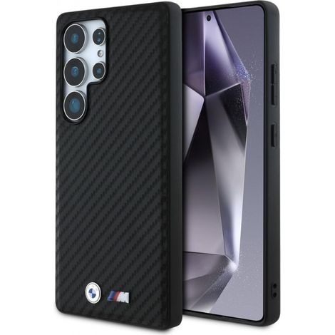 Étui BMW en cuir carbone MagSafe pour Samsung Galaxy S25 Ultra Noir
