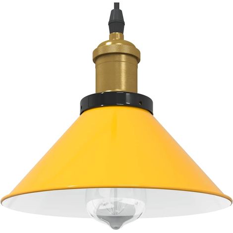 Lampe suspendue vintage réglable hauteur Ø22 cm usage cuisine salon 224 cm en métal jaune brillant