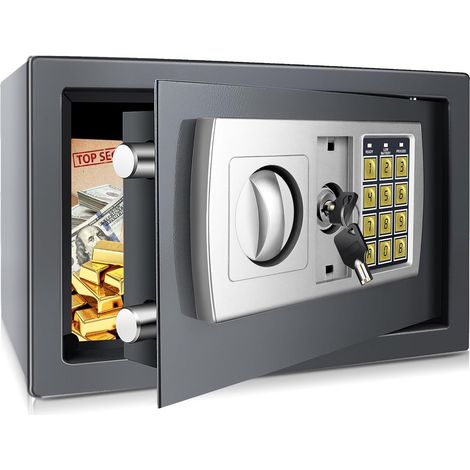 Coffre-fort électronique 31x20x20cm LED mécanisme de verrouillage à double boulon coffre-fort électronique verrouillage par mot de passe coffre-fort pour meubles portables coffre-fort mural ignifuge e (1/5)