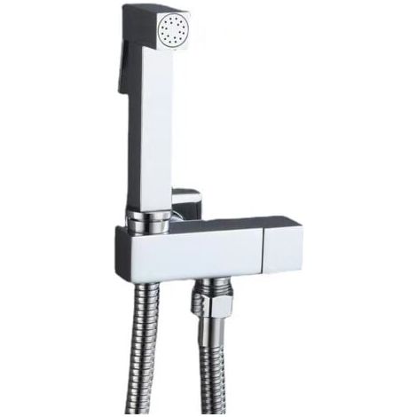 Komplettes Set bestehend aus Bidet-Sprühkopf aus Messing und Silber, Kupfer-Eckventil, Zink-Sprühpistole und 1,5 m langem Brauseschlauch (1/5)
