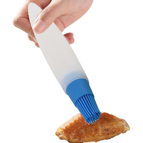 Brosse à bouteille, brosse à bouteille d'huile en silicone - Distributeur d'huile portable avec brosse en silicone,Brosse à badigeonner Portable en Silicone avec couvercle pour vinaigrette (1/5)