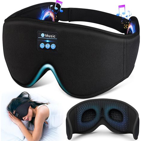 Maschera per dormire con cuffie Bluetooth V5.4, maschera notturna wireless con 15 ore di autonomia, cuffie Bluetooth per dormire, ideali per viaggi, sonnellini e lavoro a turni.