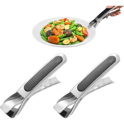 2 Pcs Stainless Steel Air Fryer Tongs, Anti-scald Tongs, Hot Flat Grabber Tongs for Hot Bowl, Microwave, Oven, Stockpot, Black (1/5)