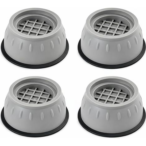 Lot de 4 patins anti-vibrations pour lave-linge, sèche-linge et meubles, amortisseurs robustes anti-bruit, surélèvent et protègent les appareils, convient aussi réfrigérateurs et tables, gris (1/5)