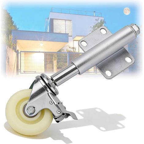 Roulette de portail à Ressort, Roulettes à Ressort Avec Frein, Ø50 mm Roulette Lourde Portail, Roulette Lourde Portail, apacité de Charge 50 kg Chacun, pour porte de jardin, clôture de cour (1/5)