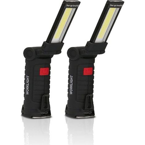 Lampe torche rechargeable USB torche LED travail lumière Portable magnétique COB crochet suspendu (2PCS petit) Classe (1/5)