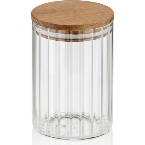 Recipiente de cocina Kela Dorothea, vidrio de borosilicato/madera de acacia, 0,6 l, diámetro 9 x 13 cm (1/4)