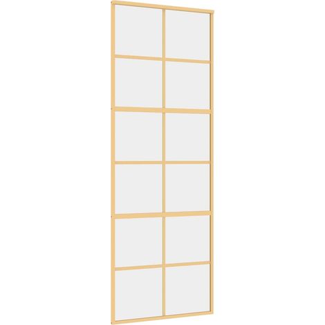 Porte coulissante,Porte intérieure,Porte d'entrée doré 76x205 cm verre ESG clair et aluminium CFW38266 (1/5)