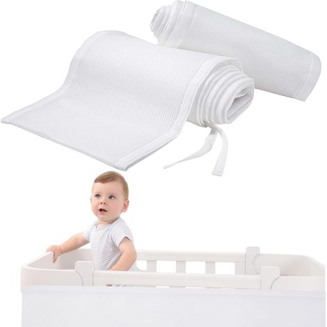 Tours de Lit Bébé Cabane,Contour de Lit Bébé Respirant,Doublure en Maille 4 Côtés,Tours de Lit en Maille Respirant,Lit de Bébé Respirant Anti Collision,4 Côtés Tissu en Maille Respirante (1/5)