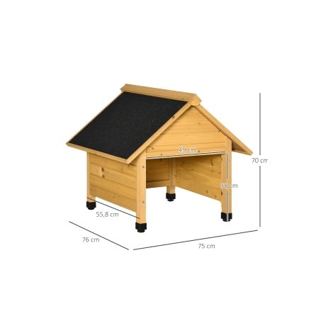 Garage jaune en bois pour robot tondeuse avec protection contre le soleil et la pluie, 75 x 76 x 70 cm pour jardin et pelouse (1/5)