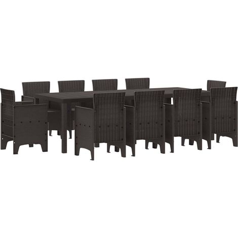 Maison Exclusive - Set da Pranzo per Giardino 11 pcs Marrone Polipropilene