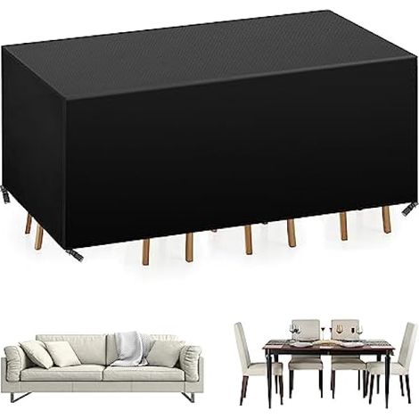 Abdeckung für Gartenmöbel, Gartenmöbel Abdeckung wasserdichte, Winddicht Abdeckhaube Gartenmöbel, Abdeckung Gartentisch UV-beständiges 180x 120 x 74cm - Schwarz (1/5)