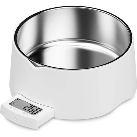 Filiyano-Distributeur de gamelles pour chats et chiens - Balance numérique pour chiens et chats - Précision de 5 kg / 1 g - Blanc - 1 pièce (1/5)