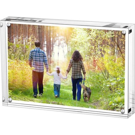 Cadre photo en acrylique 4 x 6 pouces avec bloc photo magnétique transparent sans cadre (1/2)