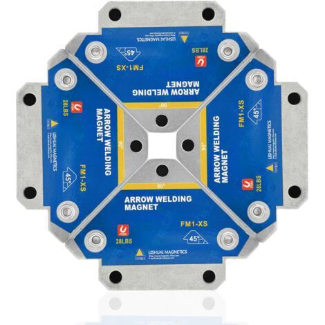Aimant de soudage 4 pièces avec positionneur magnétique de force de maintien de 13 kg/28 LB angle de soudage carré 45° 90° 135° aimant de soudage carré outils de localisation auxiliaires (1/5)