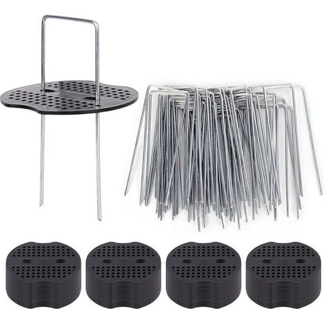 50 Piquets De Jardin Ave Rondelles, Piquets De Fixation en Acier Galvanisé pour Baches Agraphes De Fixation De Toile De Paillage Piquets Galvanisé (1/4)