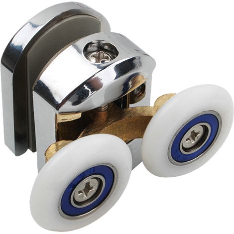 Rollers for double-glazed partitions, accessories for shower cubicles, rollers for sliding doors (including a top roller) / including stops and screws. (1/4)