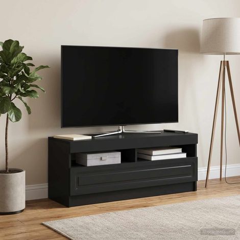 vidaXL Meuble TV LED Noir Bois d'ingénierie (1/5)